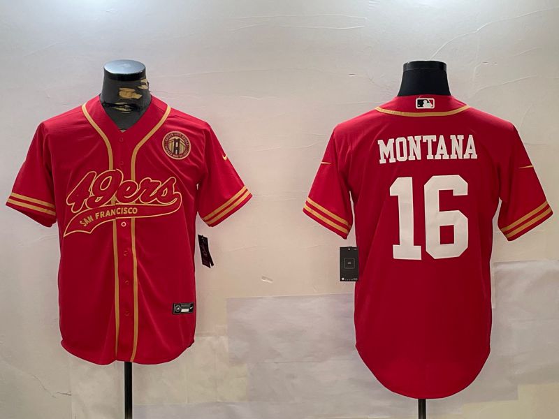 Men San Francisco 49ers #16 Montana Red Joint Name 2024 Nike Limited NFL Jersey style 12093